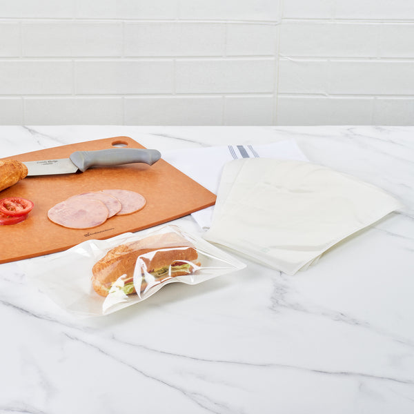 Restaurantware Bag Tek White Plastic Large Sandwich And Snack Bag - Heat Sealable - 11 1/2" X 6 3/4" - 100 Count Box
