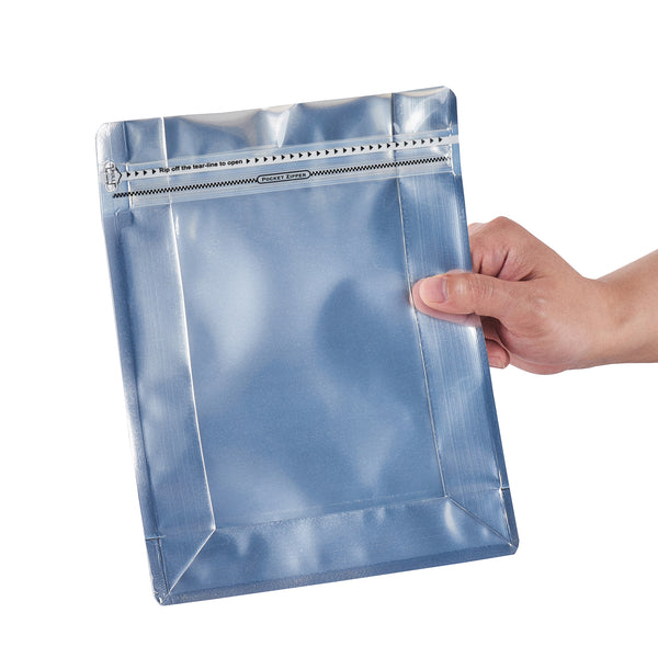 Restaurantware Bag Tek White Plastic Large Snack Bag - Double Seal Rip Lock Heat Sealable - 9 1/2" X 7 1/2" X 2 3/4" - 100 Count Box