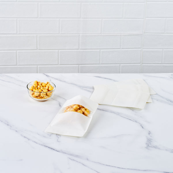 Restaurantware Bag Tek White Plastic Large Window Bag - Heat Sealable - 9" X 6" X 1 1/2" - 100 Count Box