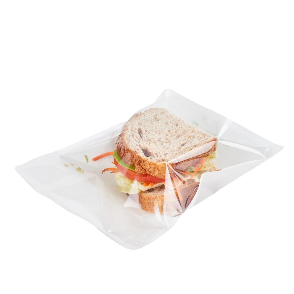 restaurantware Bag Tek White Plastic Medium Sandwich and Snack Bag - Heat Sealable - 8 3/4" x 6 1/2" - 100 count box