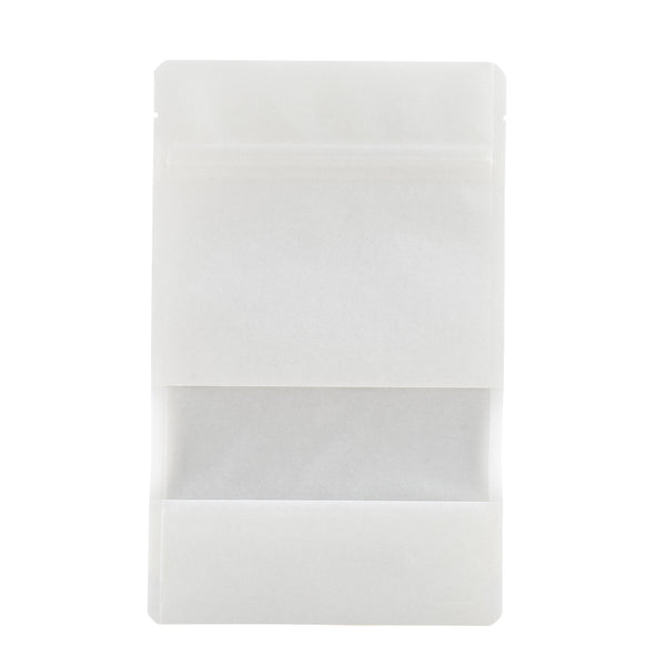 Restaurantware Bag Tek White Plastic Medium Window Bag - Heat Sealable - 8" X 5" X 1 3/4" - 100 Count Box