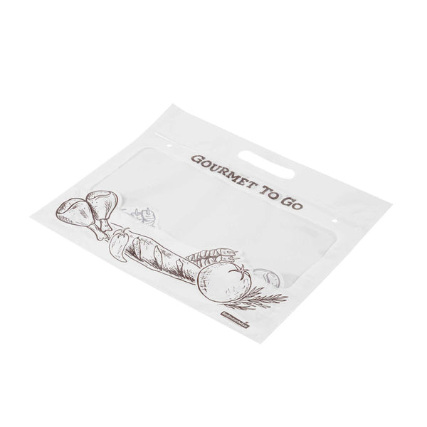 Restaurantware Bag Tek White Plastic Rotisserie Chicken / Hot Food Bag - Hot & Fresh - 12 3/4" X 5 3/4" X 10 1/4" - 100 Count Box