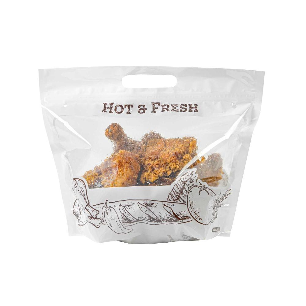 restaurantware Bag Tek White Plastic Rotisserie Chicken / Hot Food Bag - Hot & Fresh - 12 3/4" x 5 3/4" x 10 1/4" - 100 count box
