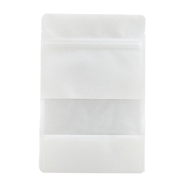 Restaurantware Bag Tek White Plastic Small Window Bag - Heat Sealable - 7" X 4 3/4" X 1 1/2" - 100 Count Box