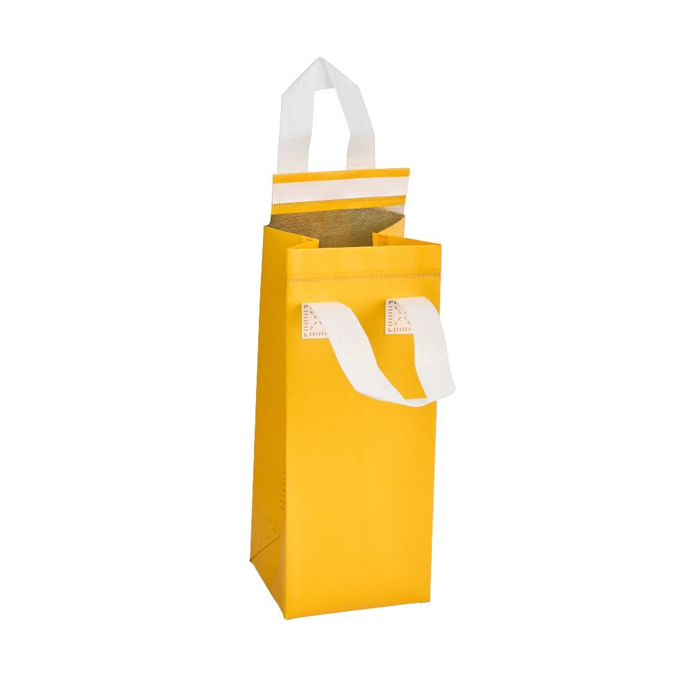 restaurantware Bag Tek Yellow Insulated Take Out Bag - Tamper-Evident - 4 3/4" x 4" x 11" - 100 count box