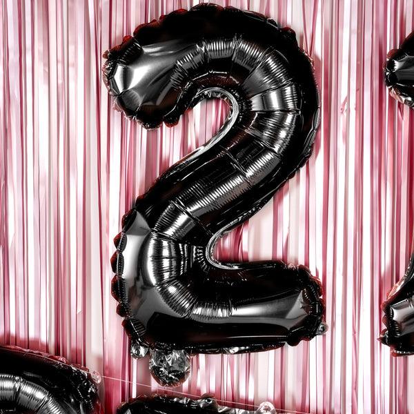 Restaurantware Balloonify Black Mylar Number 2 Balloon - 16" - 1 Count Box