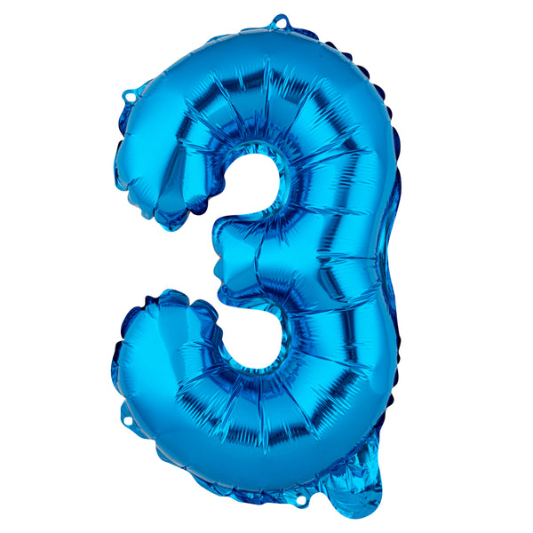 Restaurantware Balloonify Blue Mylar Number 3 Balloon - 16" - 1 Count Box