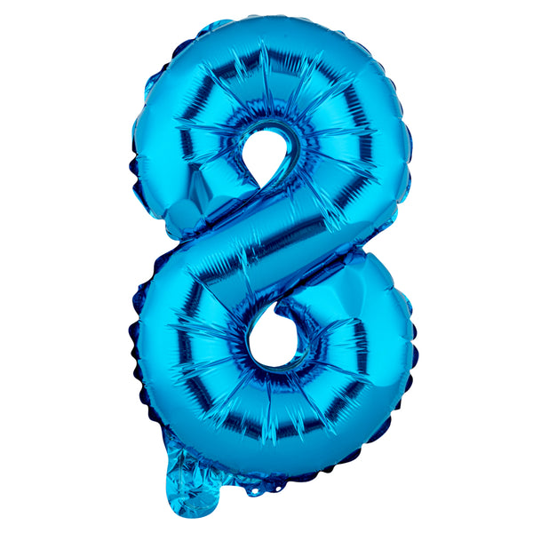Restaurantware Balloonify Blue Mylar Number 8 Balloon - 16" - 1 Count Box