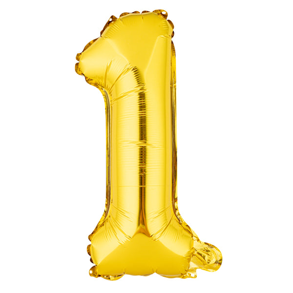 Restaurantware Balloonify Gold Mylar Number 1 Balloon - 16" - 1 Count Box