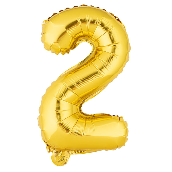 Restaurantware Balloonify Gold Mylar Number 2 Balloon - 16" - 1 Count Box