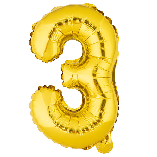 Restaurantware Balloonify Gold Mylar Number 3 Balloon - 16" - 1 Count Box