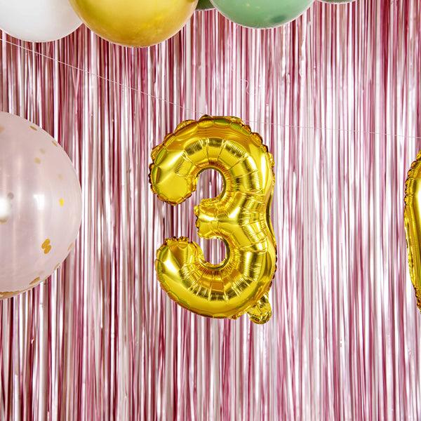 Restaurantware Balloonify Gold Mylar Number 3 Balloon - 16" - 1 Count Box
