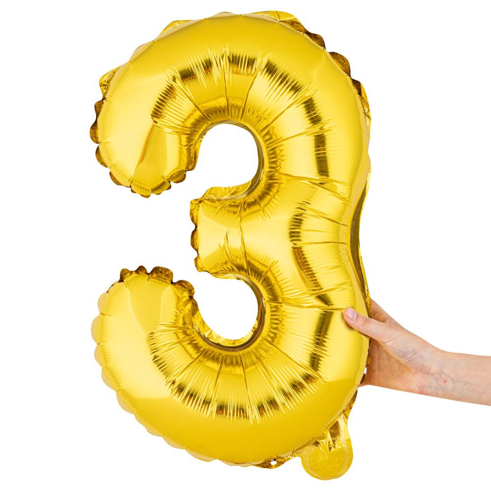 restaurantware Balloonify Gold Mylar Number 3 Balloon - 16" - 1 count box