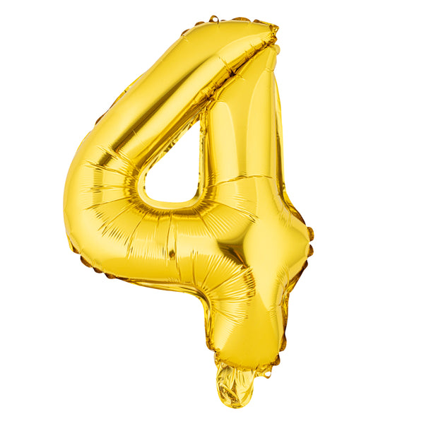 Restaurantware Balloonify Gold Mylar Number 4 Balloon - 16" - 1 Count Box