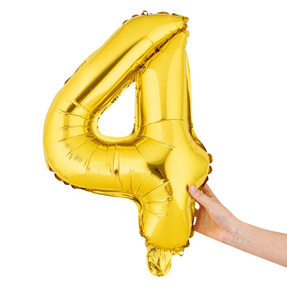 restaurantware Balloonify Gold Mylar Number 4 Balloon - 16" - 1 count box