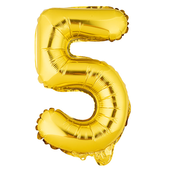 Restaurantware Balloonify Gold Mylar Number 5 Balloon - 16" - 1 Count Box