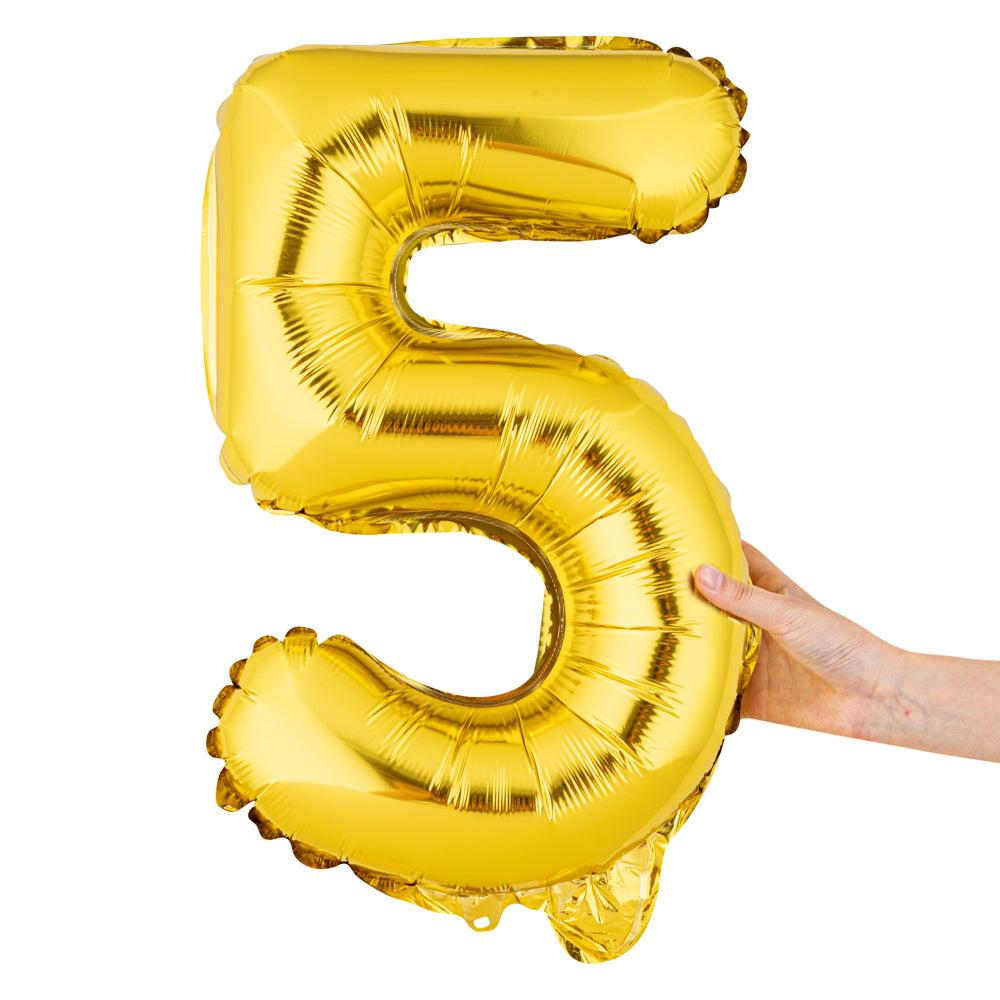 restaurantware Balloonify Gold Mylar Number 5 Balloon - 16" - 1 count box