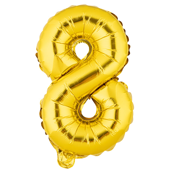 Restaurantware Balloonify Gold Mylar Number 8 Balloon - 16" - 1 Count Box