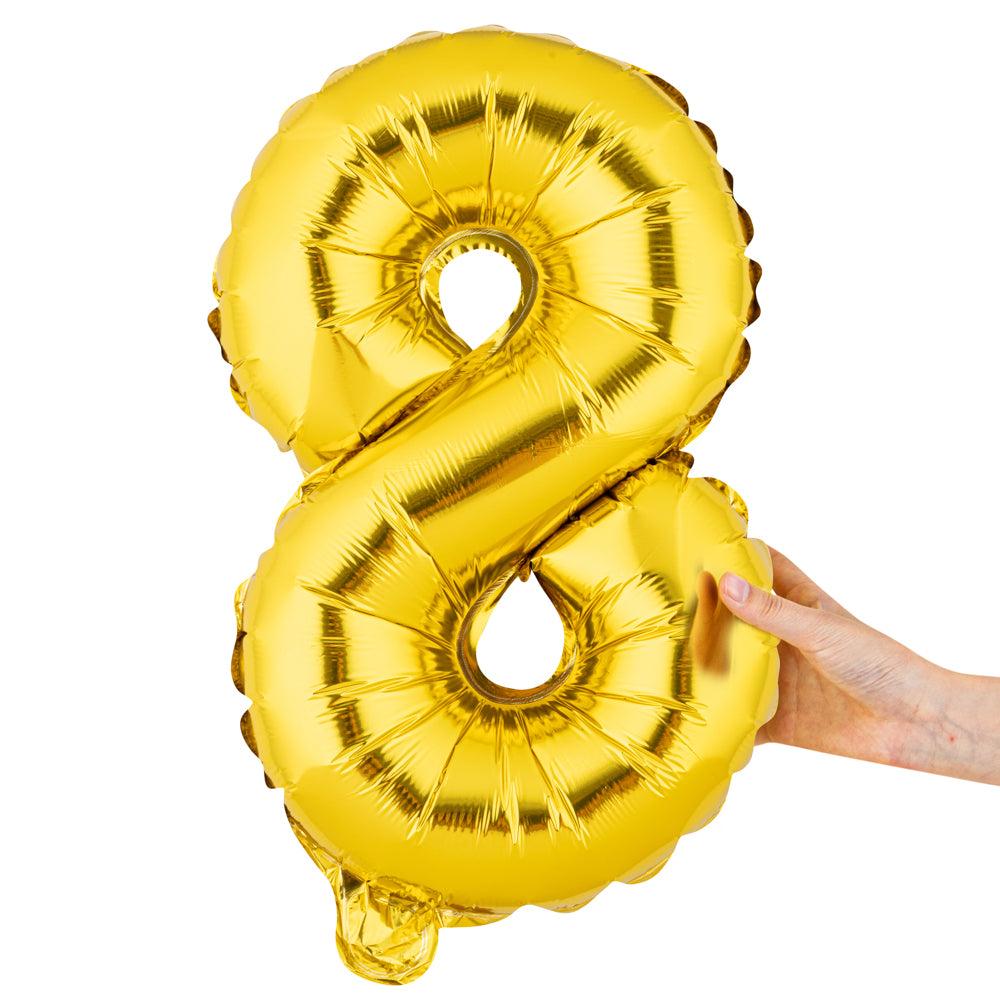 restaurantware Balloonify Gold Mylar Number 8 Balloon - 16" - 1 count box