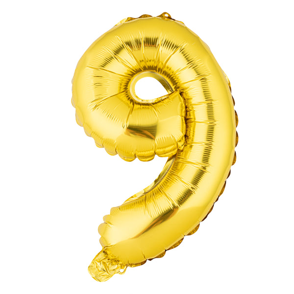 Restaurantware Balloonify Gold Mylar Number 9 Balloon - 16" - 1 Count Box