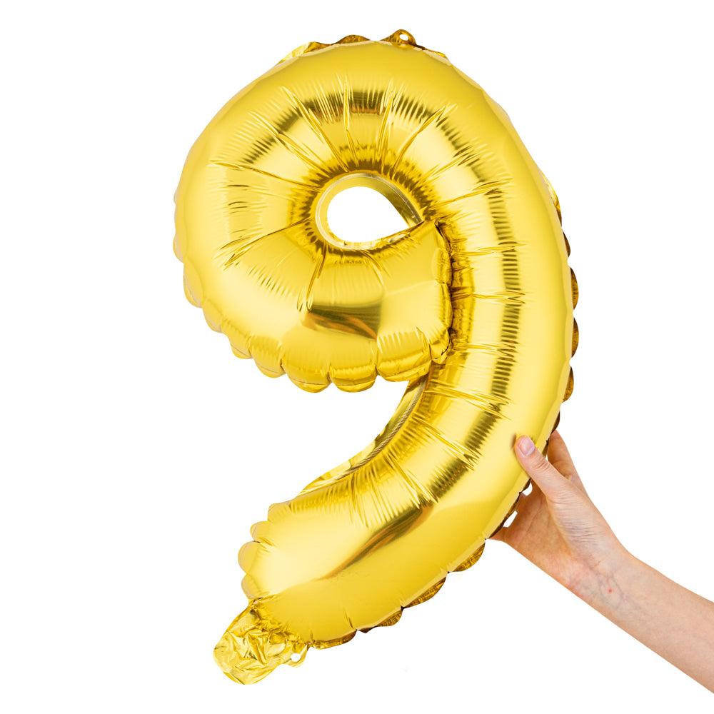 restaurantware Balloonify Gold Mylar Number 9 Balloon - 16" - 1 count box