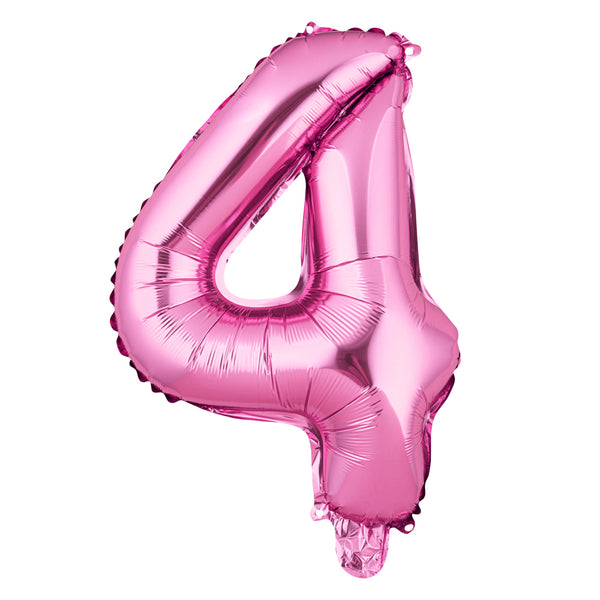 Restaurantware Balloonify Pink Mylar Number 4 Balloon - 16" - 1 Count Box