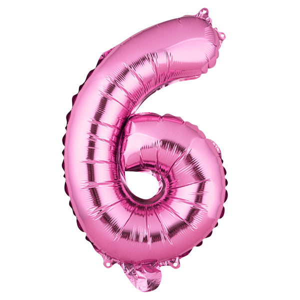 Restaurantware Balloonify Pink Mylar Number 6 Balloon - 16" - 1 Count Box