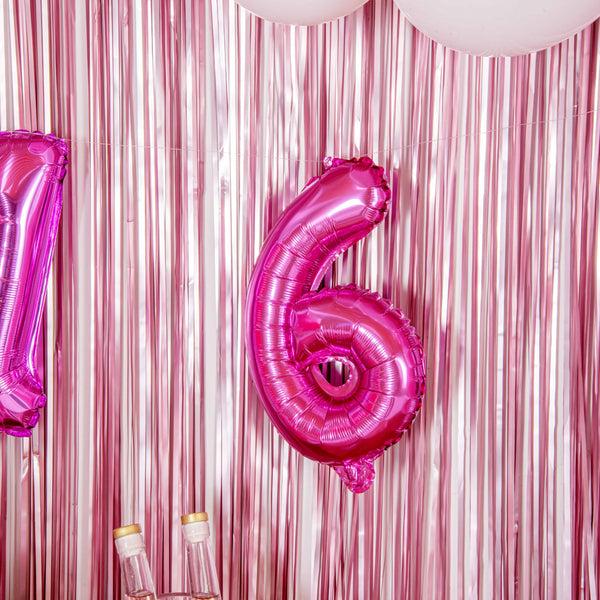 Restaurantware Balloonify Pink Mylar Number 6 Balloon - 16" - 1 Count Box