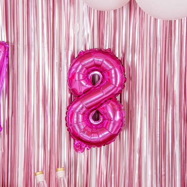 Restaurantware Balloonify Pink Mylar Number 8 Balloon - 16" - 1 Count Box