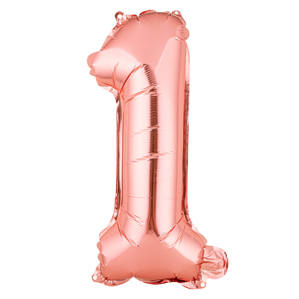 Restaurantware Balloonify Rose Gold Mylar Number 1 Balloon - 16" - 1 Count Box