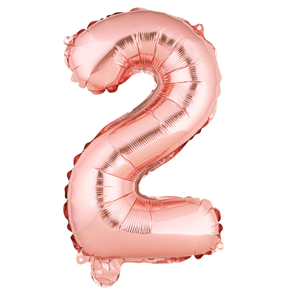 Restaurantware Balloonify Rose Gold Mylar Number 2 Balloon - 16" - 1 Count Box