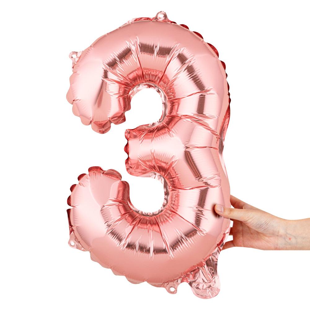 restaurantware Balloonify Rose Gold Mylar Number 3 Balloon - 16" - 1 count box