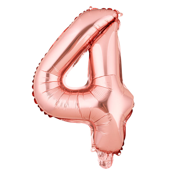 Restaurantware Balloonify Rose Gold Mylar Number 4 Balloon - 16" - 1 Count Box