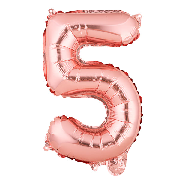 Restaurantware Balloonify Rose Gold Mylar Number 5 Balloon - 16" - 1 Count Box
