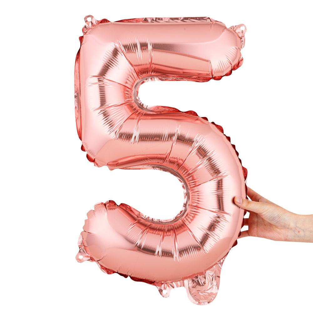 restaurantware Balloonify Rose Gold Mylar Number 5 Balloon - 16" - 1 count box