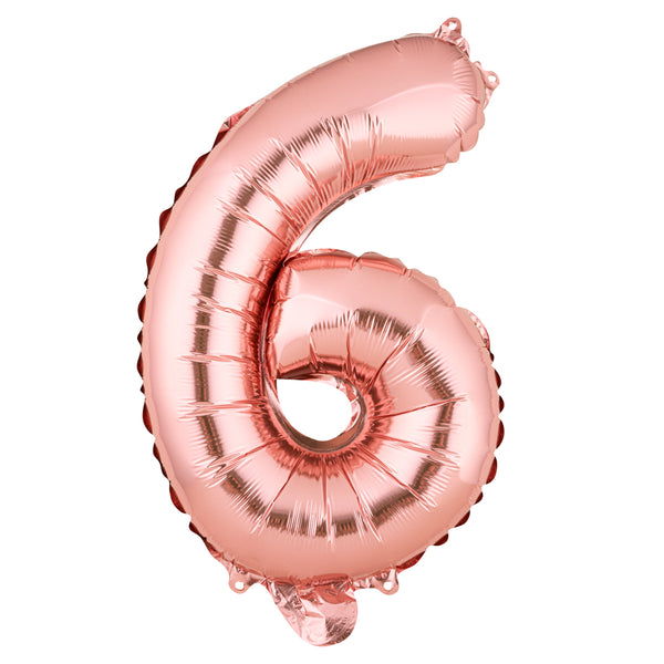 Restaurantware Balloonify Rose Gold Mylar Number 6 Balloon - 16" - 1 Count Box