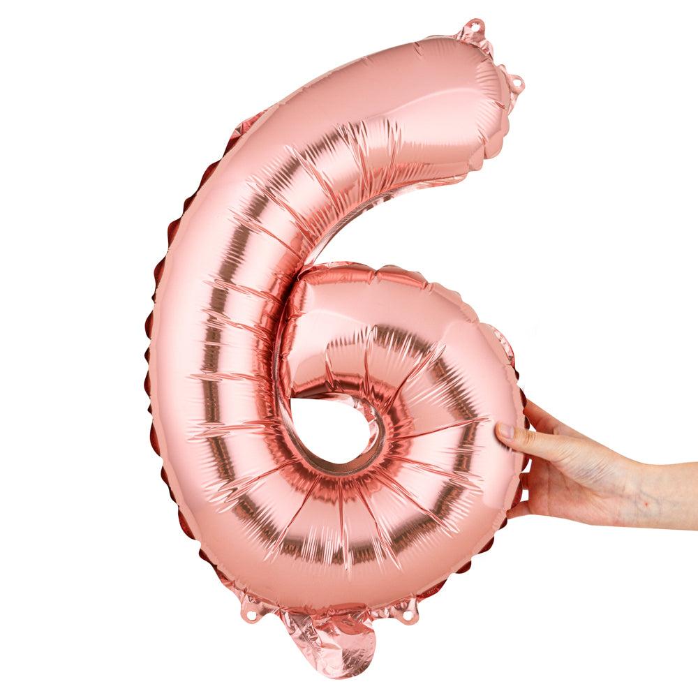 restaurantware Balloonify Rose Gold Mylar Number 6 Balloon - 16" - 1 count box