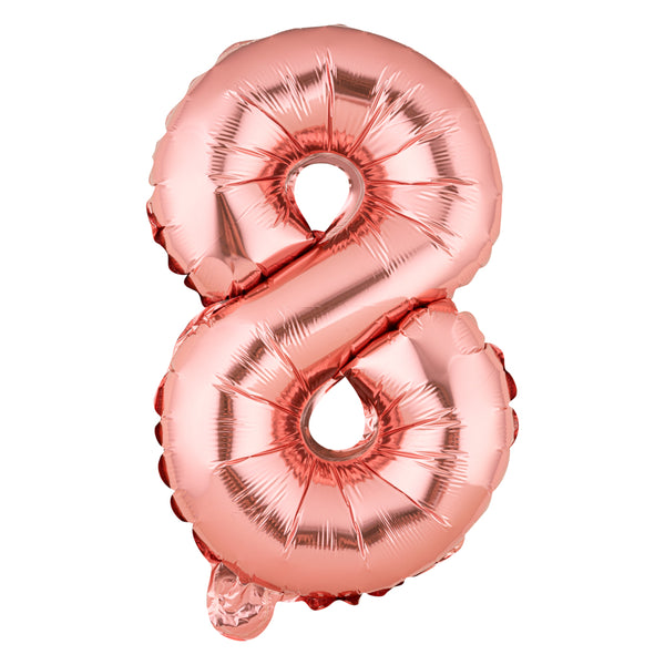Restaurantware Balloonify Rose Gold Mylar Number 8 Balloon - 16" - 1 Count Box