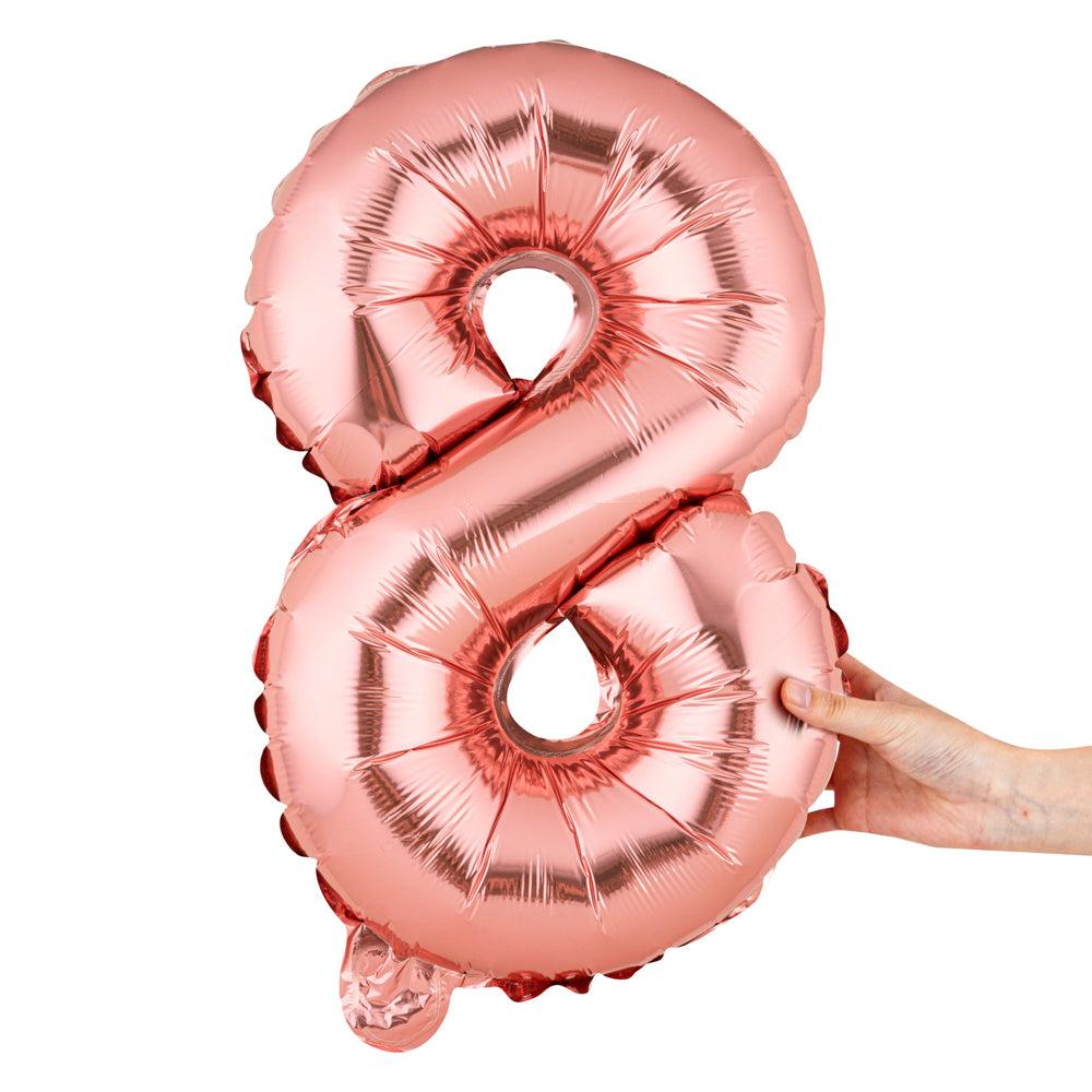 restaurantware Balloonify Rose Gold Mylar Number 8 Balloon - 16" - 1 count box