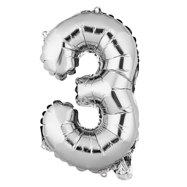 Restaurantware Balloonify Silver Mylar Number 3 Balloon - 16" - 1 Count Box