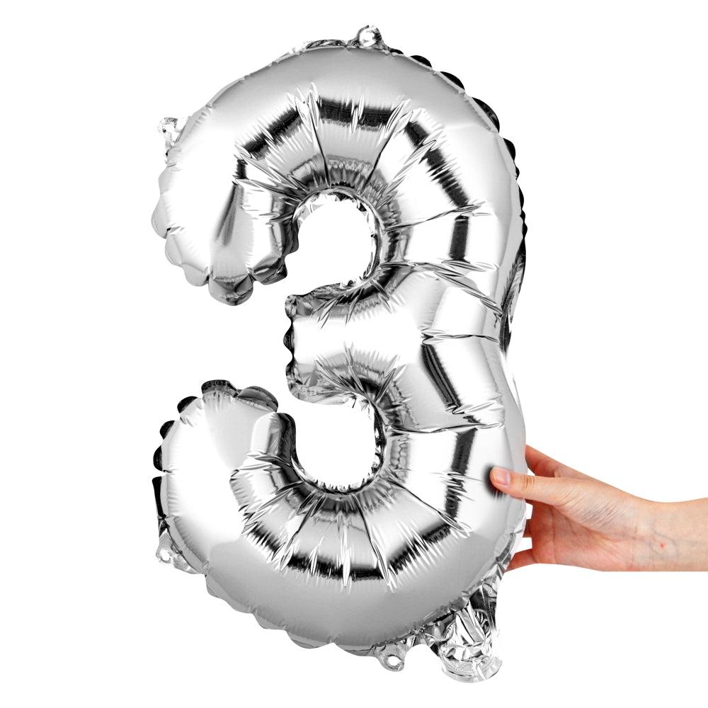 restaurantware Balloonify Silver Mylar Number 3 Balloon - 16" - 1 count box