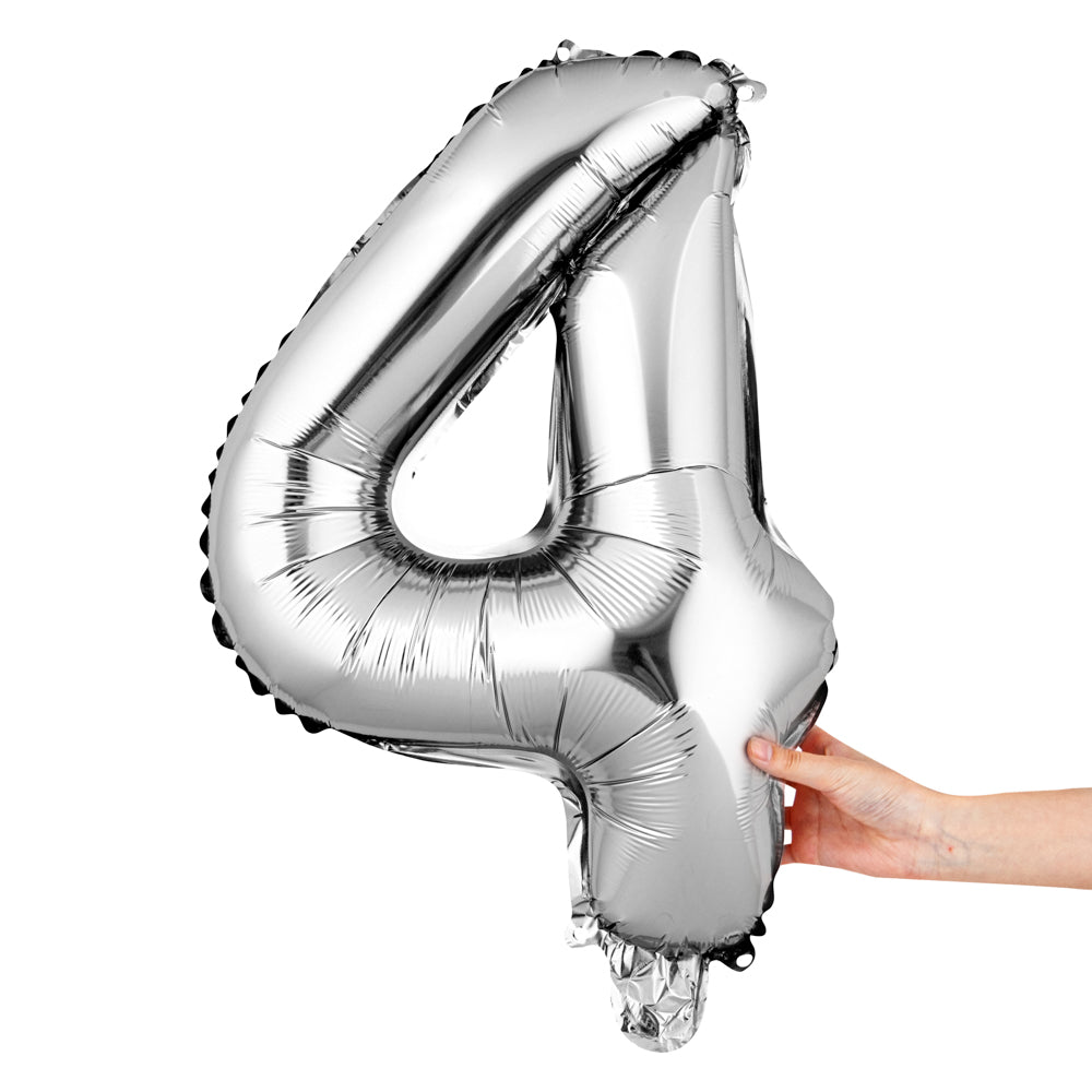 restaurantware Balloonify Silver Mylar Number 4 Balloon - 16" - 1 count box