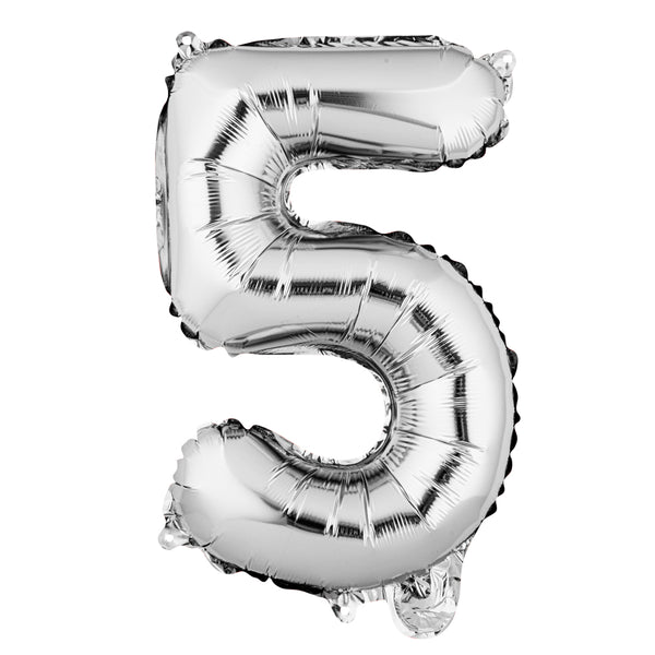 Restaurantware Balloonify Silver Mylar Number 5 Balloon - 16" - 1 Count Box