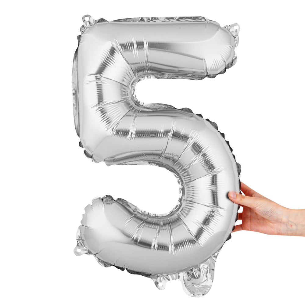 restaurantware Balloonify Silver Mylar Number 5 Balloon - 16" - 1 count box