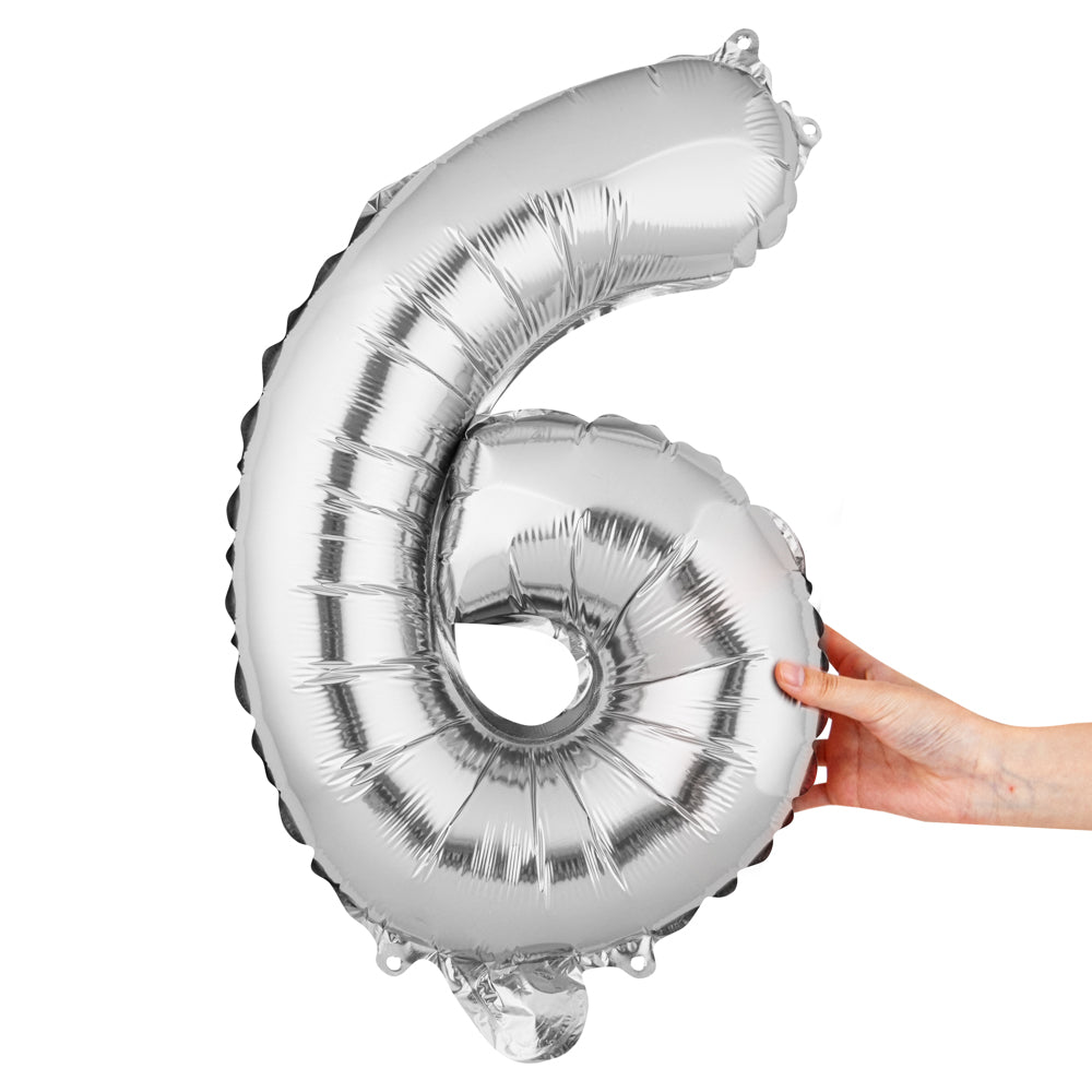 restaurantware Balloonify Silver Mylar Number 6 Balloon - 16" - 1 count box