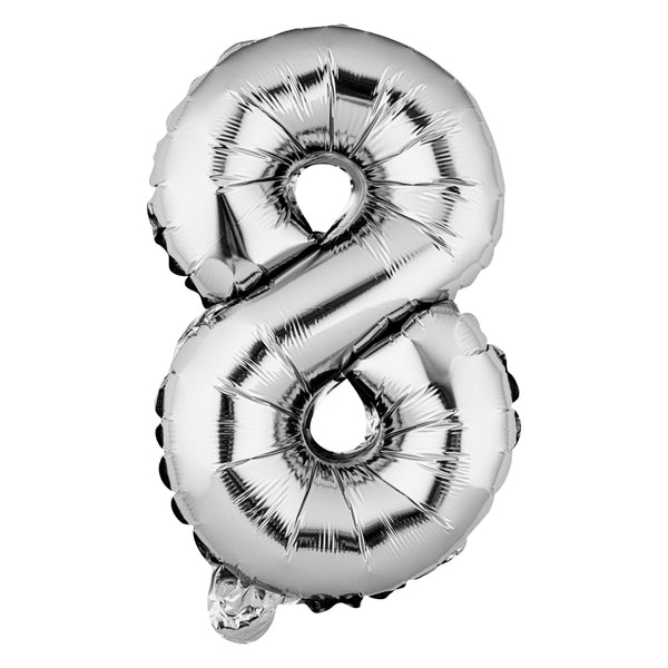 Restaurantware Balloonify Silver Mylar Number 8 Balloon - 16" - 1 Count Box