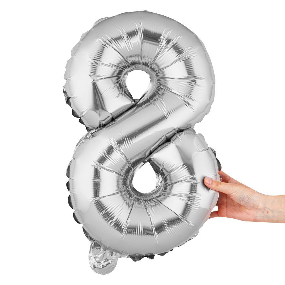 restaurantware Balloonify Silver Mylar Number 8 Balloon - 16" - 1 count box