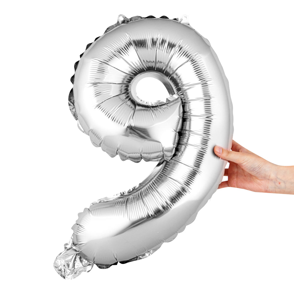 restaurantware Balloonify Silver Mylar Number 9 Balloon - 16" - 1 count box