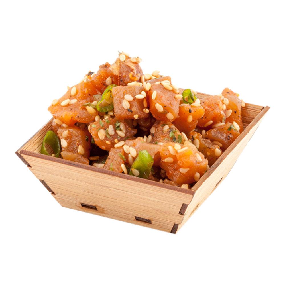 restaurantware Bambuddha 1.5 oz Square Natural Bamboo Mini Kova Bowl - 2 1/2" x 2 1/2" x 1" - 100 count box