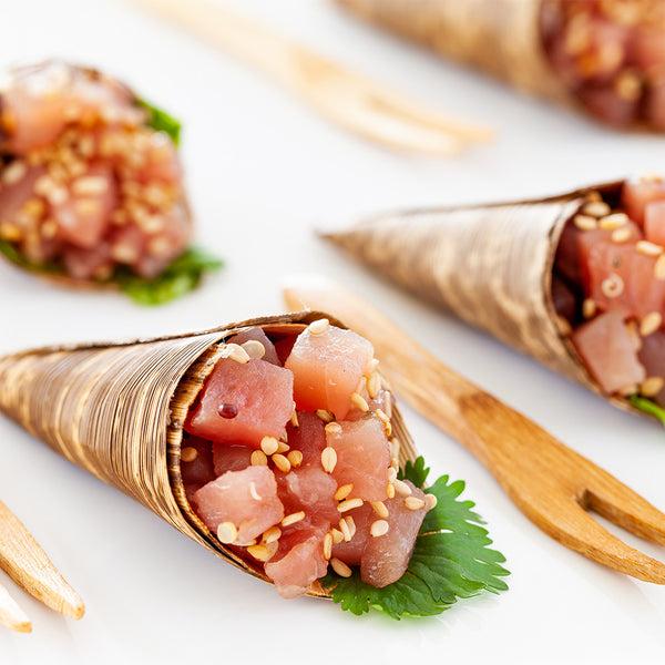 Restaurantware Bambuddha 1 Oz Natural Bamboo Mini Cone - 3" X 1 1/4" X 1 1/4" - 200 Count Box